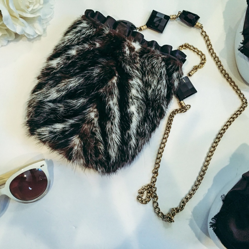 Grey and Black Mink Paola Masi  Purse